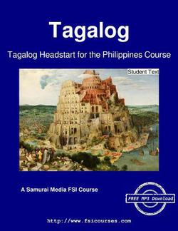 Tagalog Headstart for the Philippines Course - Student Text|Defense Language Institute